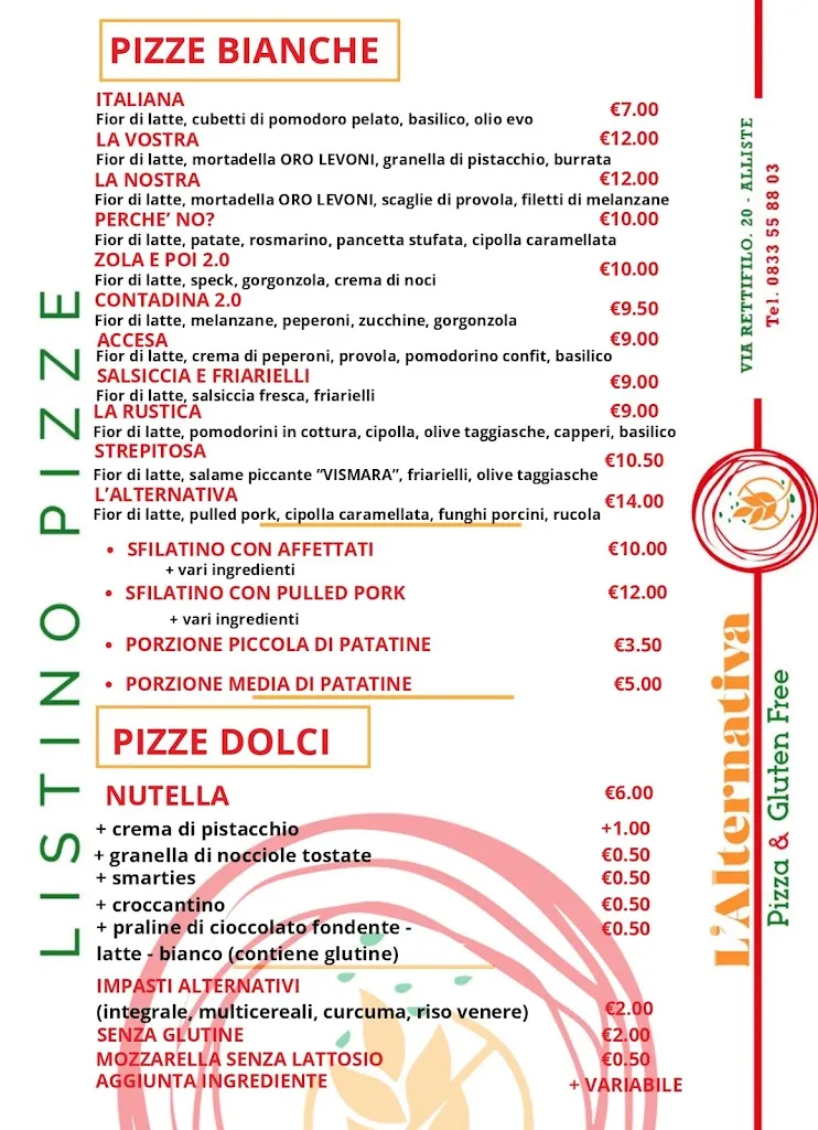 L' Alternativa Pizzeria - Pizza & Gluten Free restaurant in Alliste