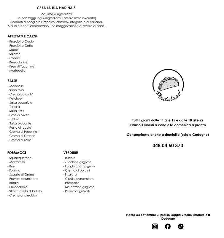 Menu_Piadaland Codogno_Codogno_image_1