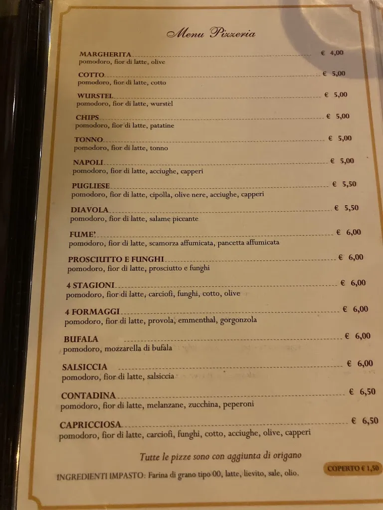 Menu_Trattoria, Pizzeria 