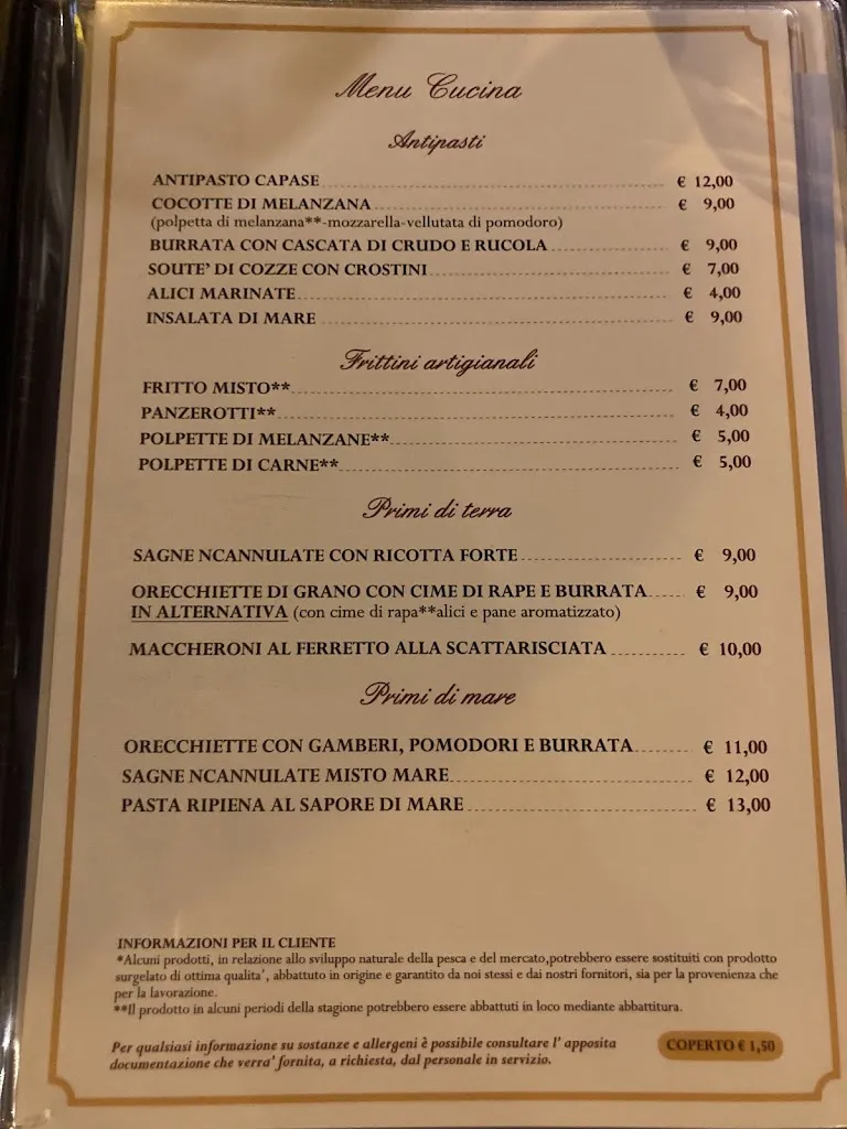Menu_Trattoria, Pizzeria 