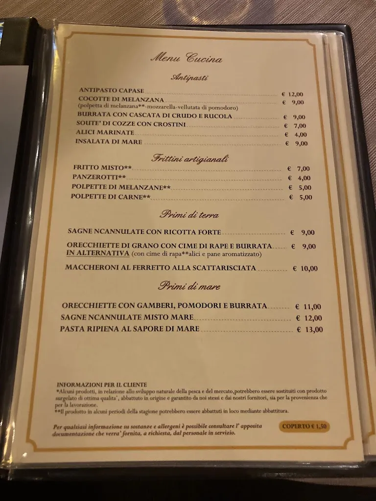 Menu_Trattoria, Pizzeria 
