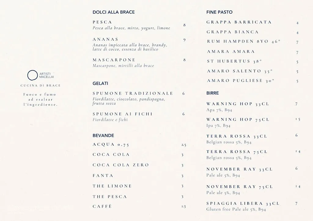 Menu_Artisti Macellai - Cucina di brace_Alliste_image_1