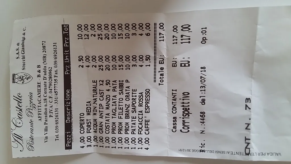 Menu_Al Castello Bed and Breakfast_Cornate d'Adda_image_3