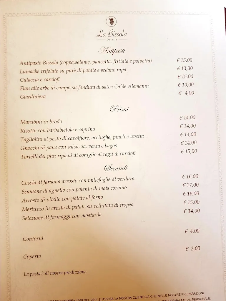Menu_Osteria la Bissola Cremona_Cremona_immagine_1
