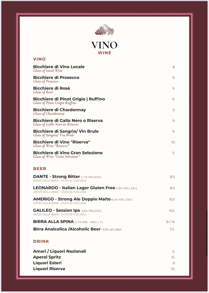 Menu_Osteria del Fiore - Piazza del Duomo Firenze_Duomo_image_4