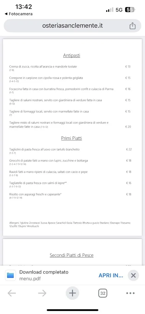 Menu_Osteria San Clemente_Erbusco_image_2