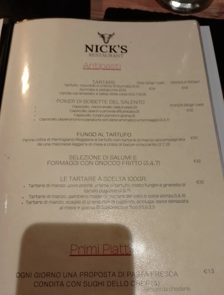 Menu_Nick's Meat Restaurant_Garbagnate_image_1