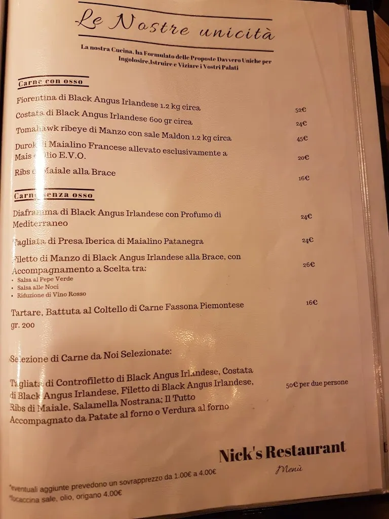 Menu_Nick's Meat Restaurant_Garbagnate_image_3