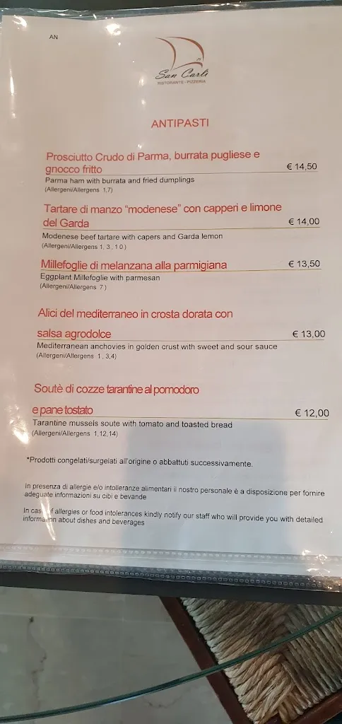 Menu_Bar Ristorante Pizzeria San Carlì_Gargnano_image_1