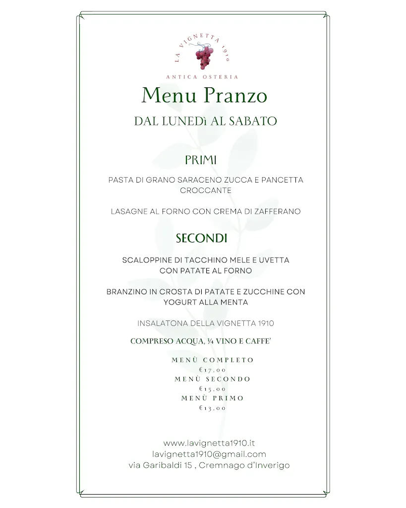 Menu_La Vignetta 1910 - Antica Osteria - Nuova gestione_Inverigo_immagine_1