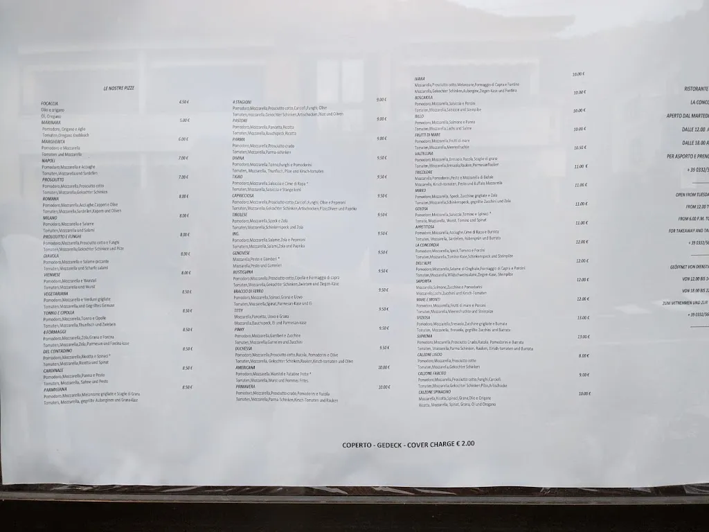 Menu_Ristorante Pizzeria La Concordia di Maccagno_Maccagno_immagine_1