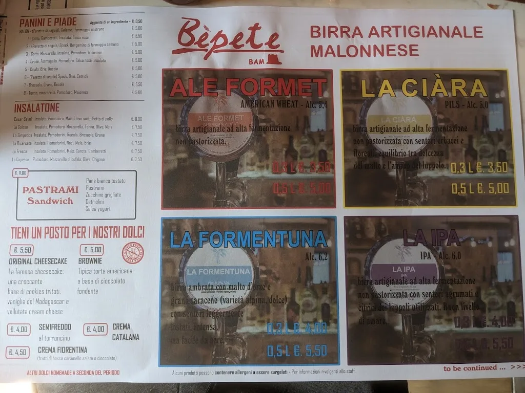 Menu_Bena's - Bar & Mercato locale_Malonno_image_3