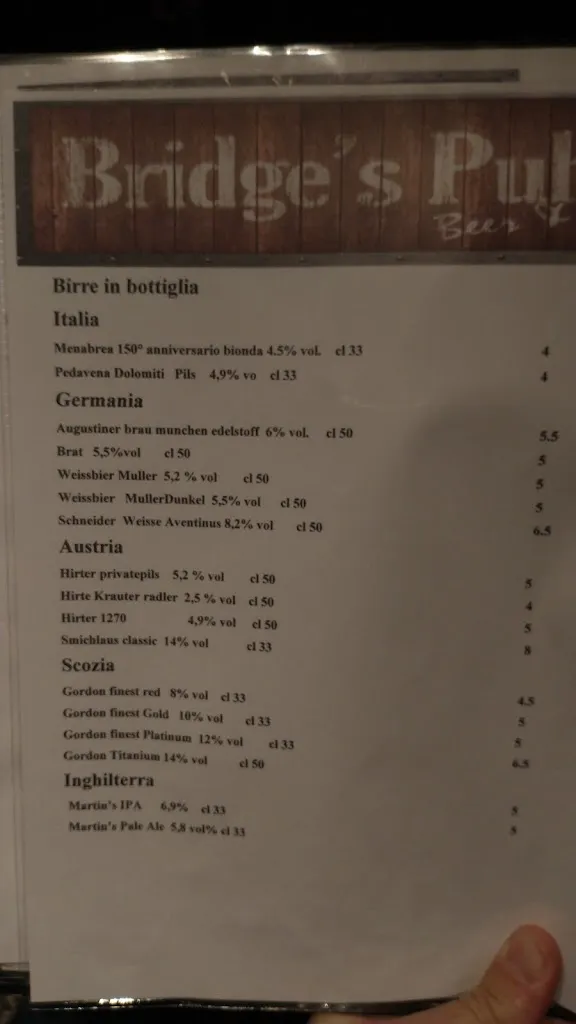 Menu_Bridge Pub & restaurant_Manerbio_image_3