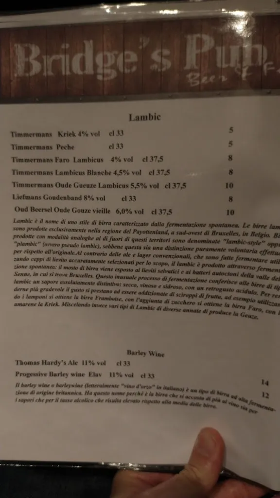 Menu_Bridge Pub & restaurant_Manerbio_image_4