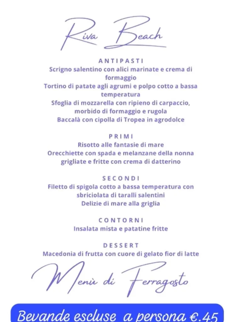 Menu_Punta Prosciutto Riva Beach_Avetrana_immagine_2