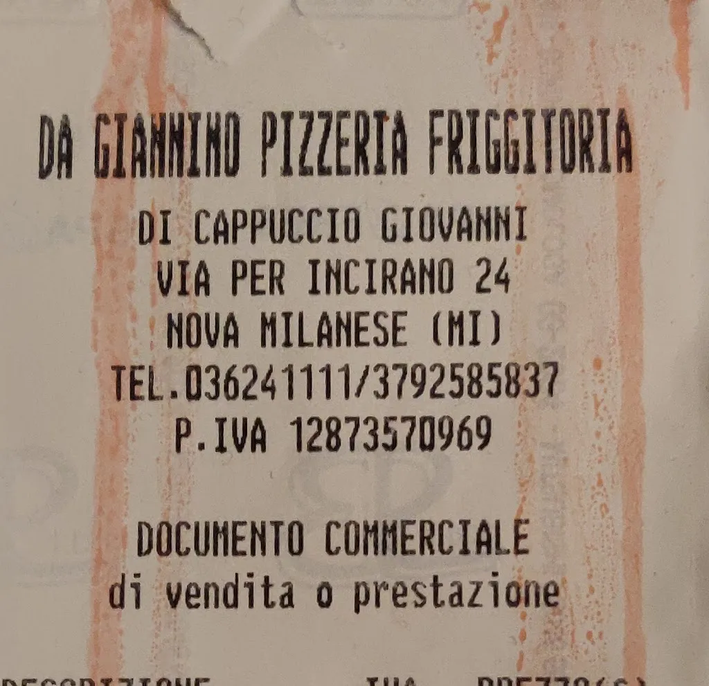 DA GIANNINO Pizzeria Friggitoria restaurant in Nova Milanese