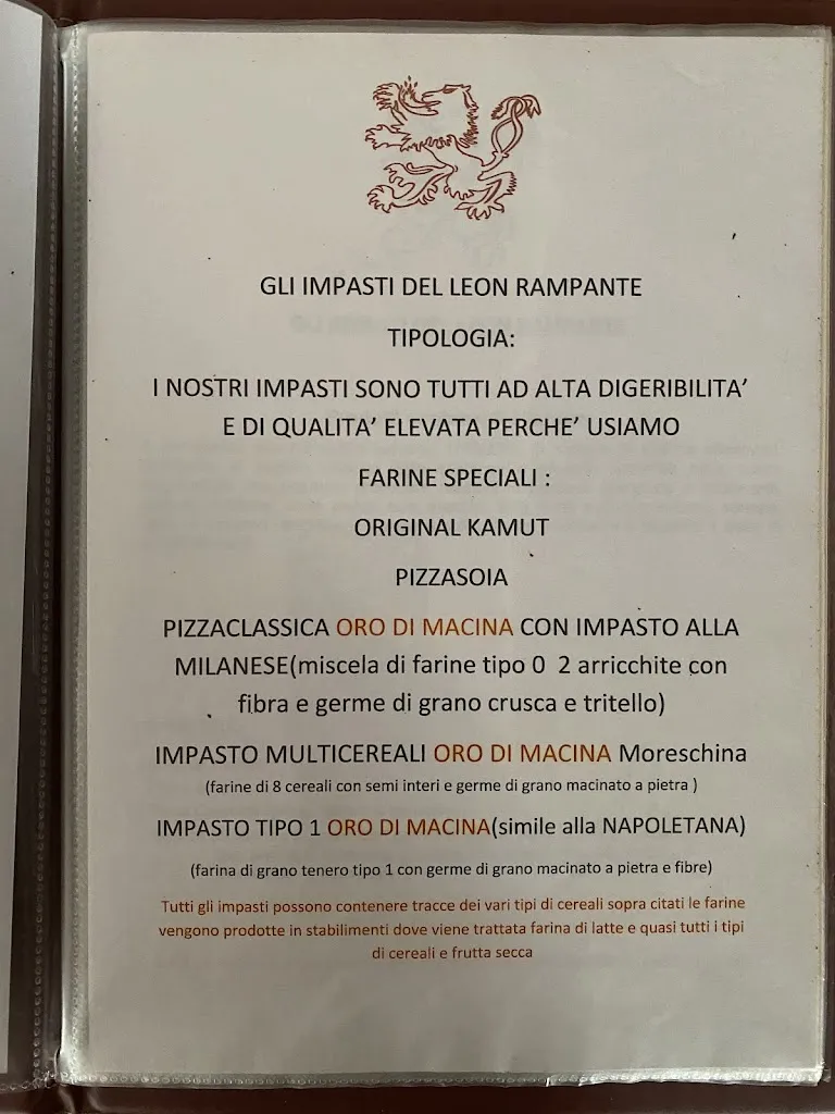 Menu_Leon Rampante Bar Pizzeria_Palazzo Pignano_immagine_1
