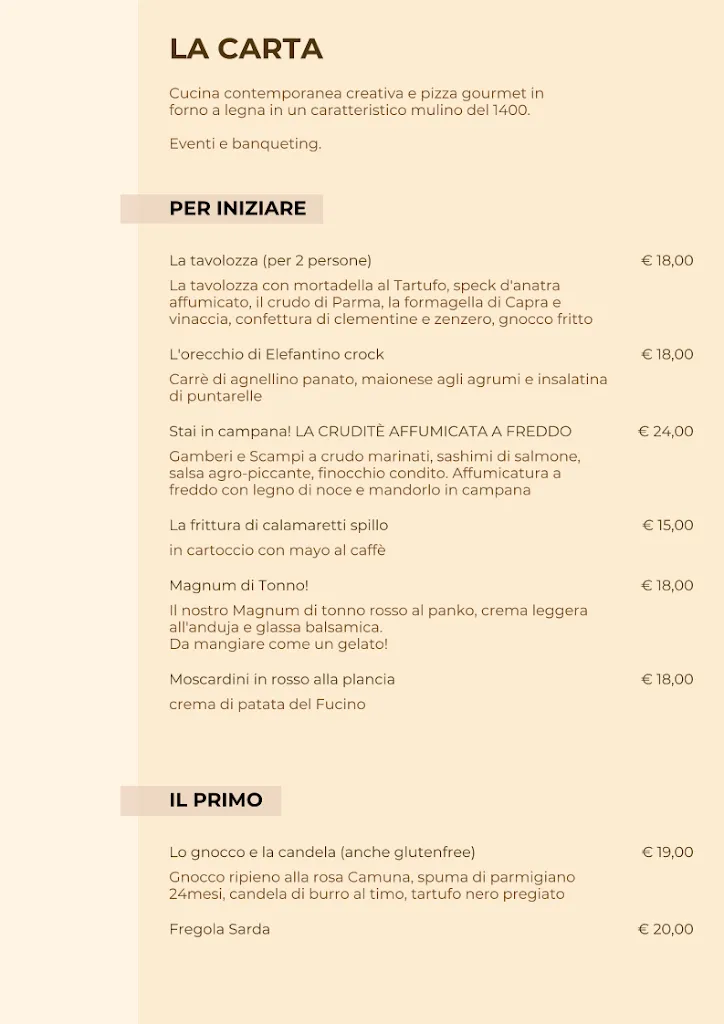 Menu_Hostaria il mulino - cucina e pizza in evoluzione #vistapesci_Palosco_image_1