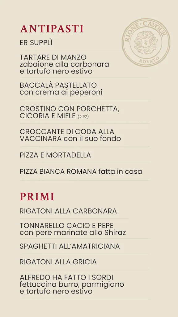 Menu_Rione Cavour | Cucina Romana_Rovato_image_1