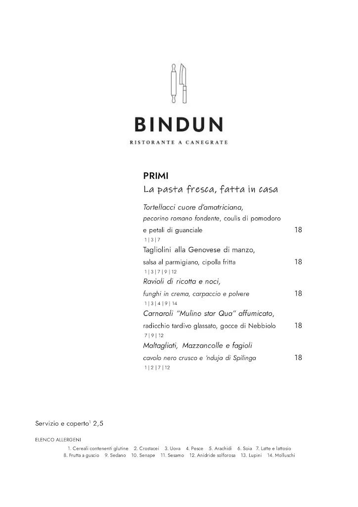 Menu_Ristorante BINDUN_San Giorgio Su Legnano_immagine_1