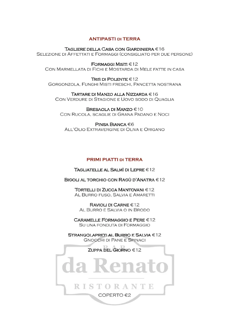 Menu_Trattoria Ristorante 