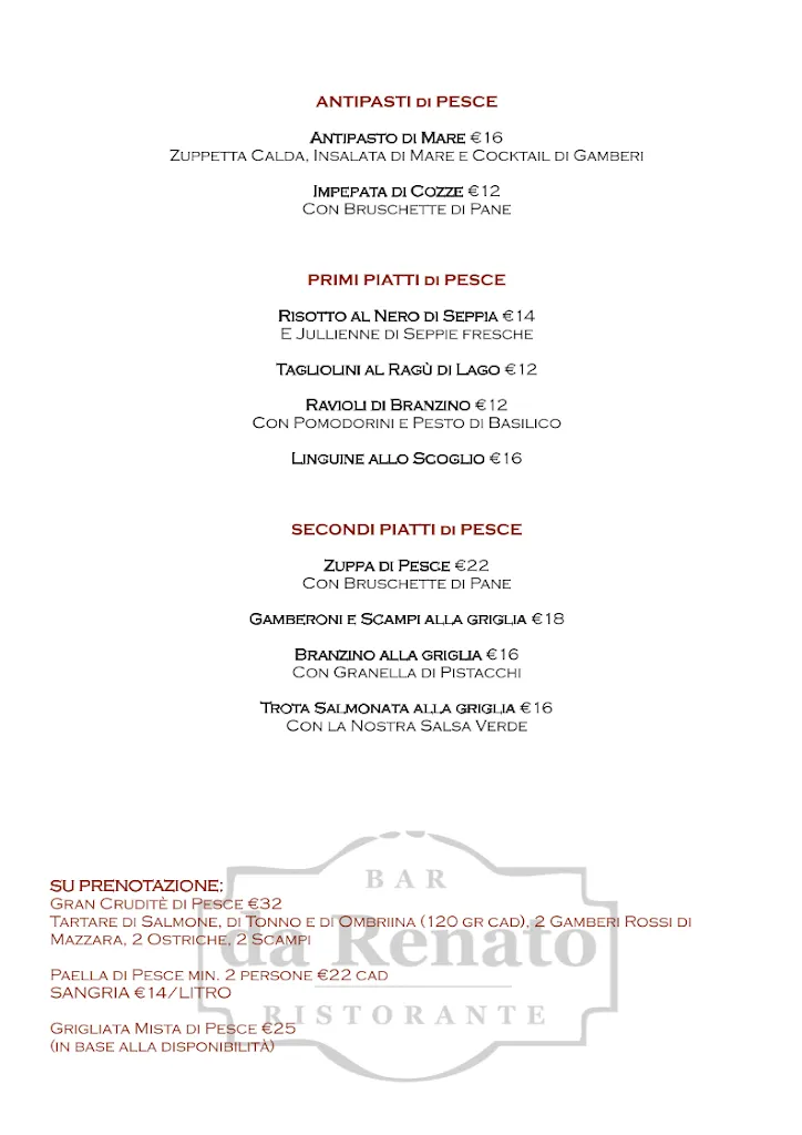 Menu_Trattoria Ristorante 