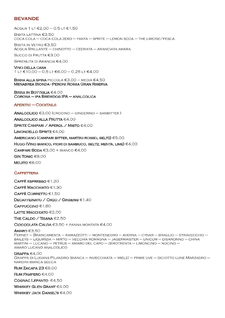 Menu_Trattoria Ristorante 