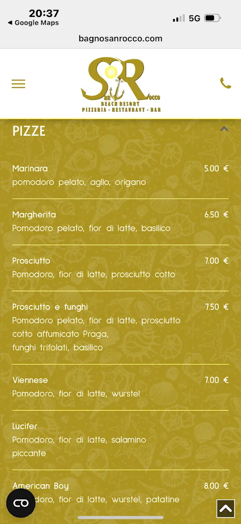 Menu_San Rocco Beach Pizzeria Restaurant Bar_San Rocco_image_1