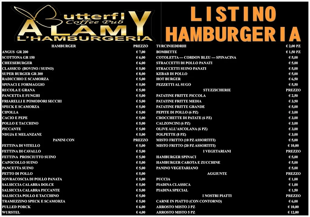 Menu_BUTTERFLY Coffee Pub - ALAMY L' Hamburgeria_Caprarica di Lecce_image_2
