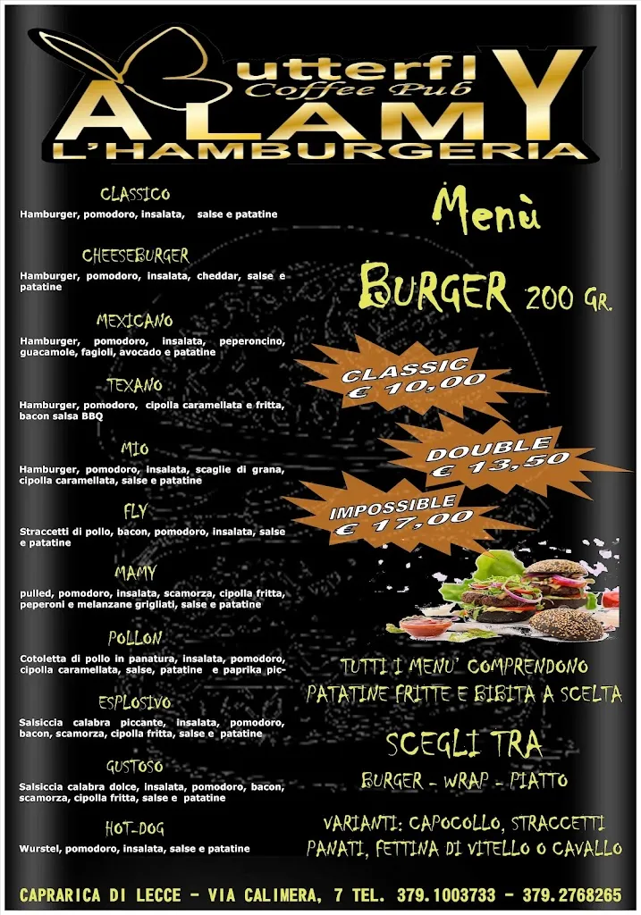 Menu_BUTTERFLY Coffee Pub - ALAMY L' Hamburgeria_Caprarica di Lecce_image_4