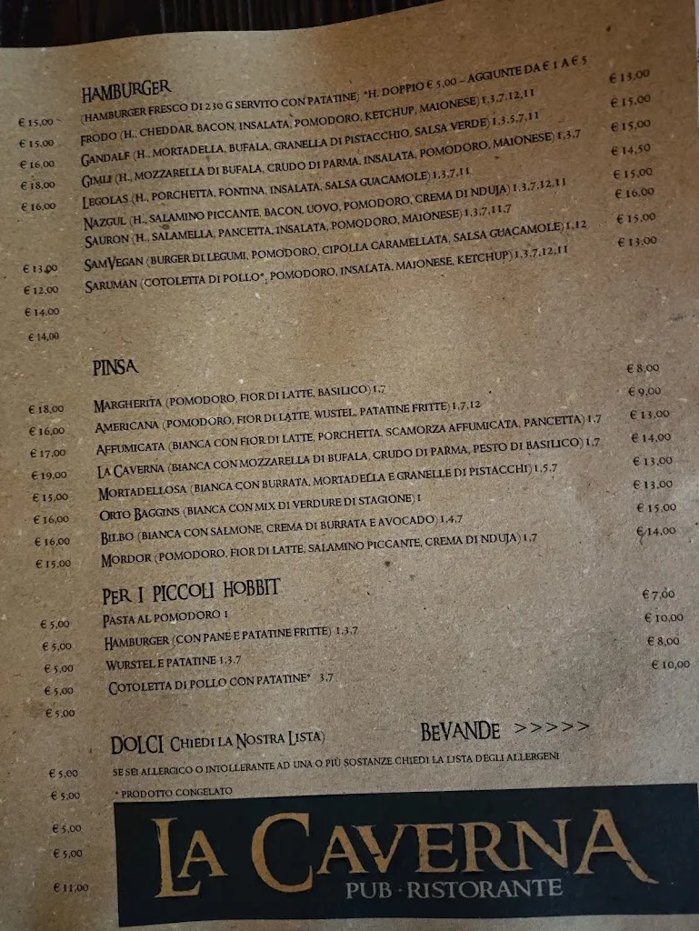 Menu_Pub La Caverna_Treviolo_image_1
