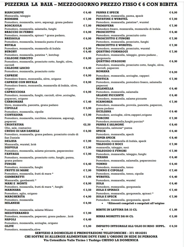 Menu_Pizzeria La Baia_Turbigo_image_1