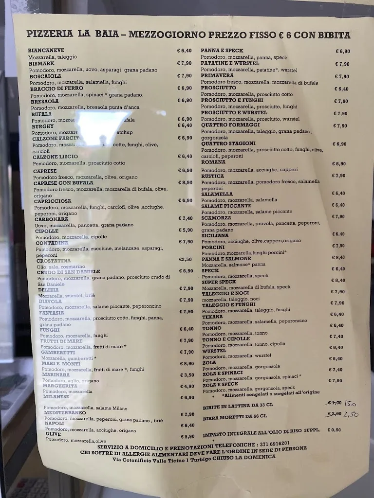 Menu_Pizzeria La Baia_Turbigo_image_2