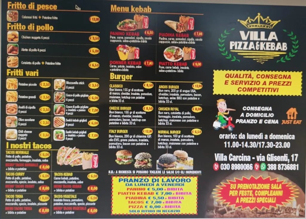 Menu_Villa pizza & kebab_Villa Carcina_image_1