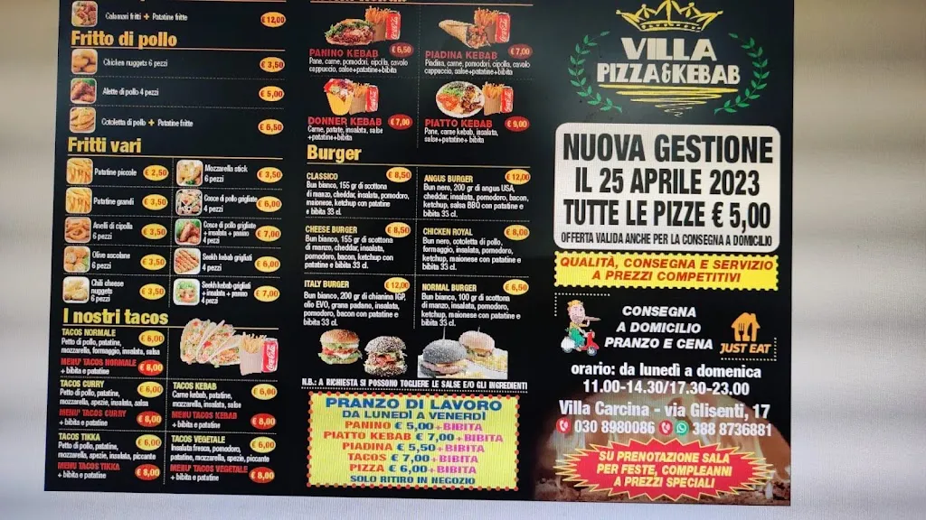 Menu_Villa pizza & kebab_Villa Carcina_image_3