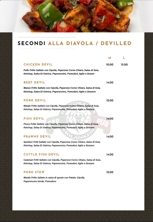 Menu_Silva Ristorante Sri lankese_Vignola_image_4