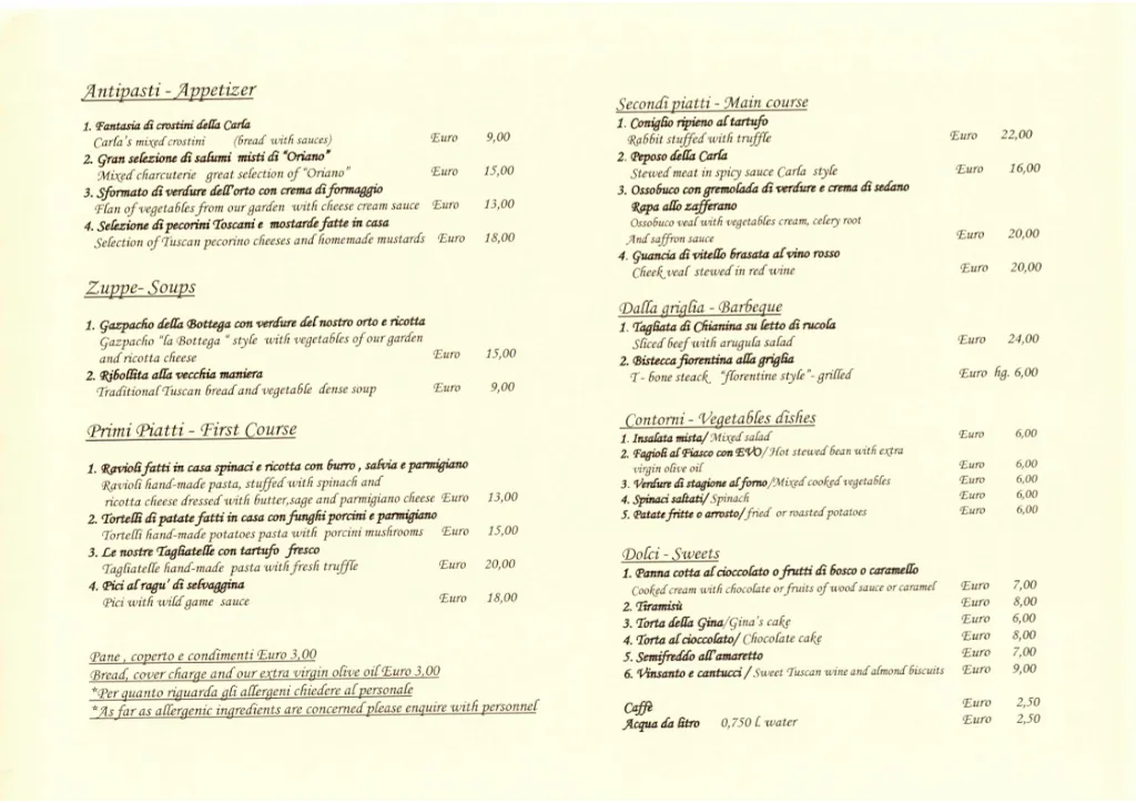 Menu_Ristorante La Bottega di Volpaia Since 1708_Volpara_image_1