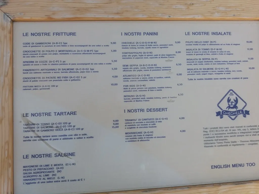 Menu_Chechele - Ristorante - Specialità di mare - Carovigno_Carovigno_image_1