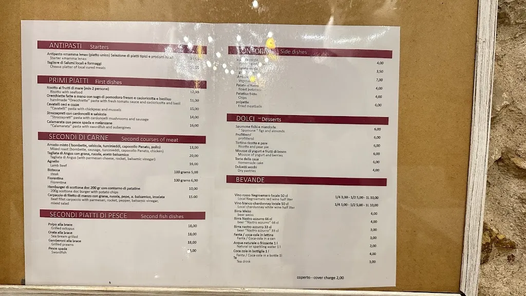 Menü_Ristorante Braceria Mamma Lena_Carovigno_Bild_1