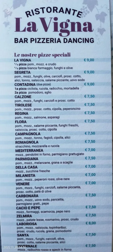 Menu_Ristorante Pizzeria Dancing La Vigna_Borgo Massano_image_1