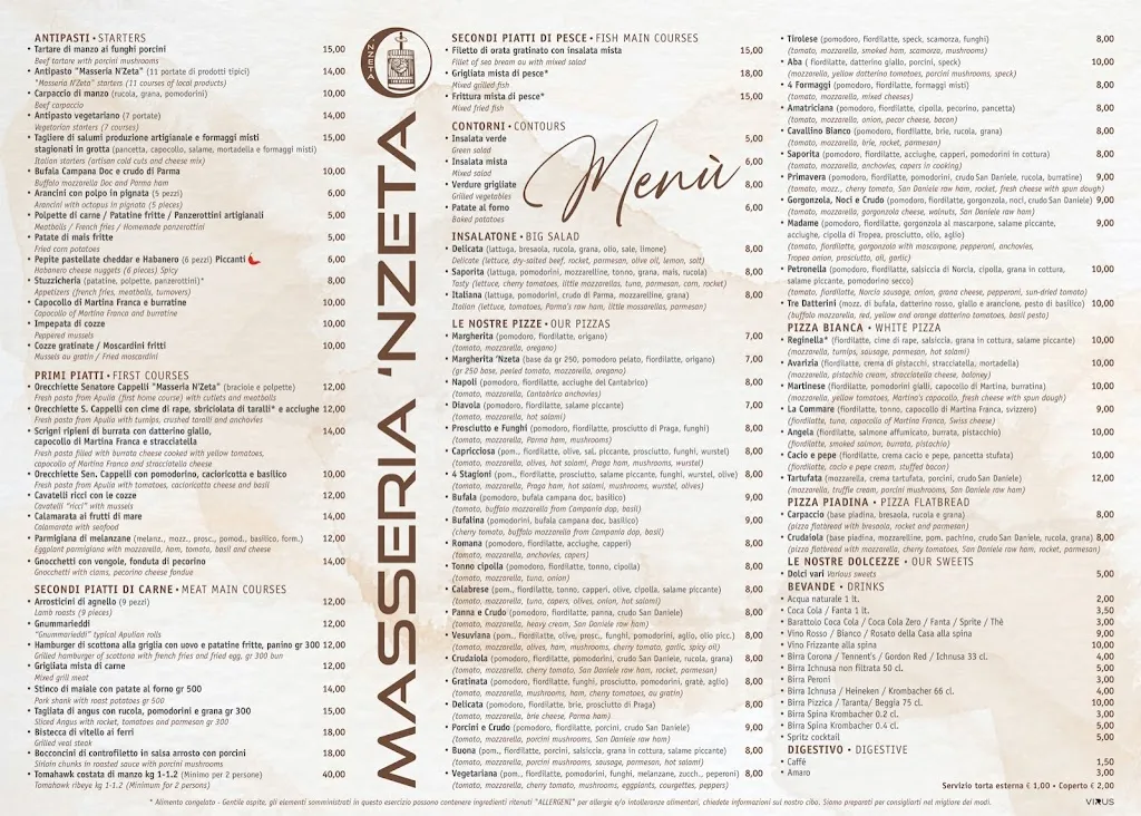 Menu_Masseria 'Nzeta Ristorante B&B_Carovigno_image_1