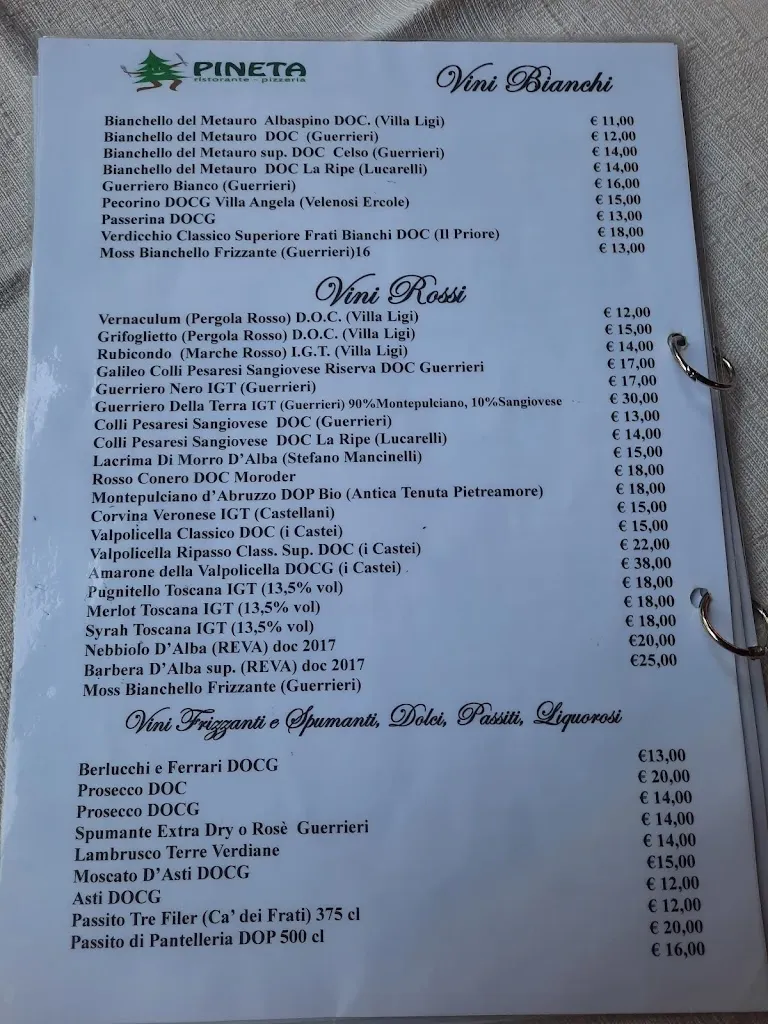 Menü_Ristorante Pizzeria Pineta Di Bianconi Giuliano_Cagli_Bild_1