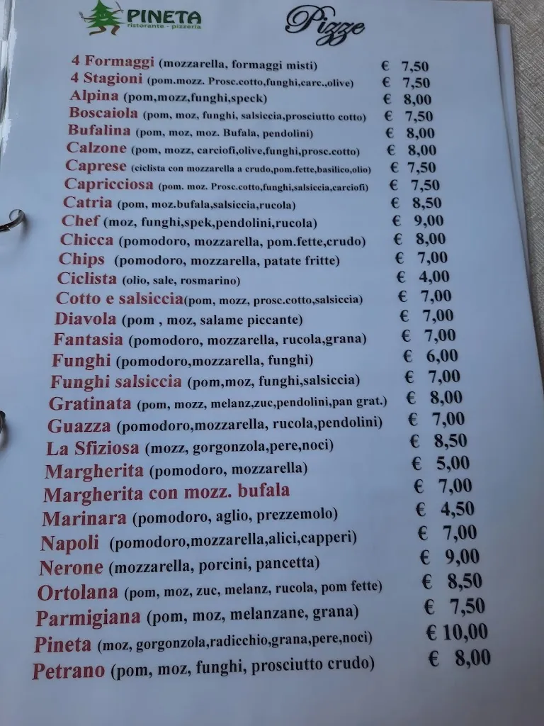 Menü_Ristorante Pizzeria Pineta Di Bianconi Giuliano_Cagli_Bild_2