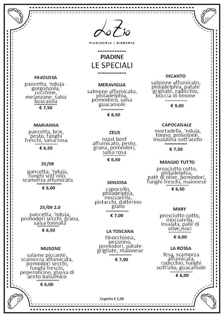 Menu_Lo Zio - Piadineria | Birreria_Carovigno_image_1
