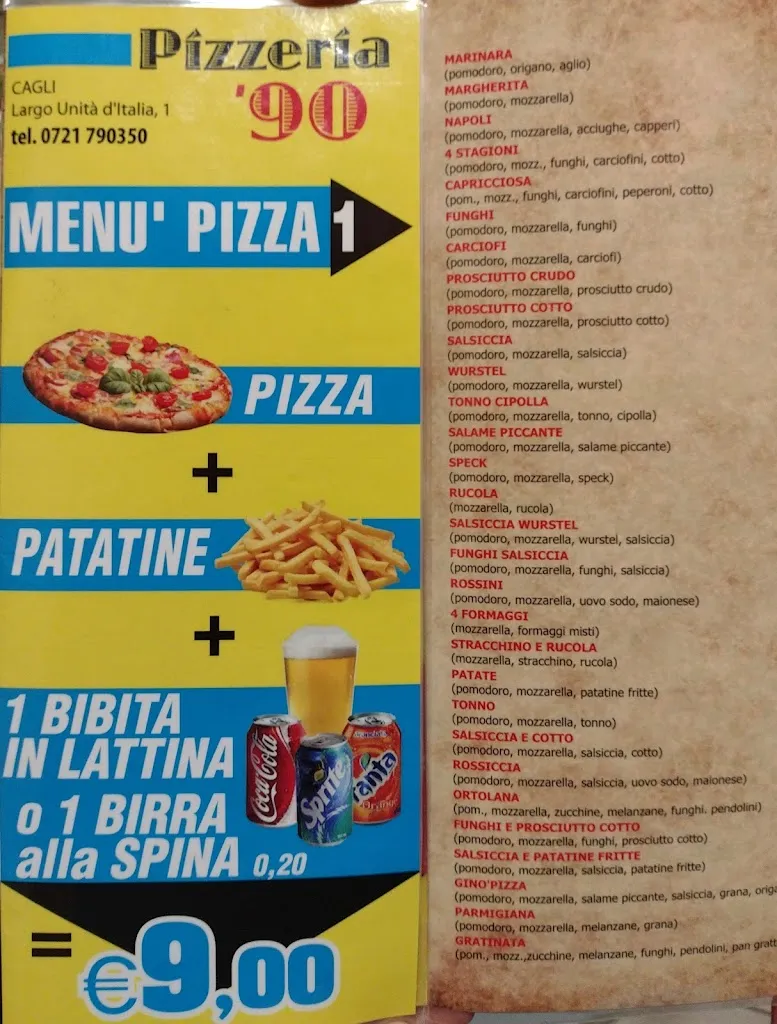 Menu_Pizzeria 90 Snc Di Carbonera & Veneziani_Cagli_image_1
