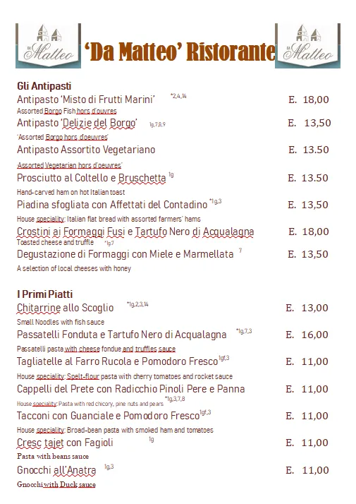 Menü_Ristorante Da Matteo Montemaggiore Colli al Metauro_Calcinelli_Bild_2