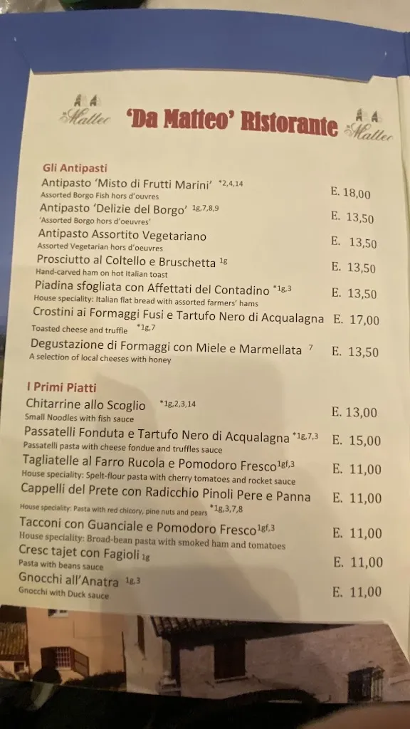 Menü_Ristorante Da Matteo Montemaggiore Colli al Metauro_Calcinelli_Bild_3