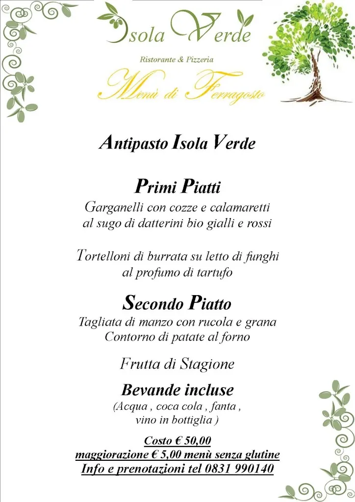 Menu_Isola Verde - Ristorante Pizzeria_Carovigno_image_1
