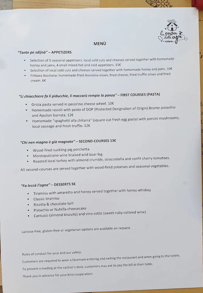 Menu_Osteria La casa delle Api_Castel di Lama_immagine_3
