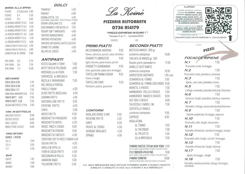 Menu_Pizzeria Ristorante La Koinè_Castorano_image_1